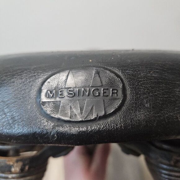 Mesinger Vintage Bicycle Spring Seat Wide Comfort Black Leather Cruiser Retro - Picture 8 of 8